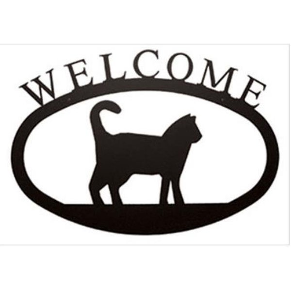 Village Wrought Iron Village Wrought Iron WEL-6-L Large Cat Welcome Sign WEL-6-L